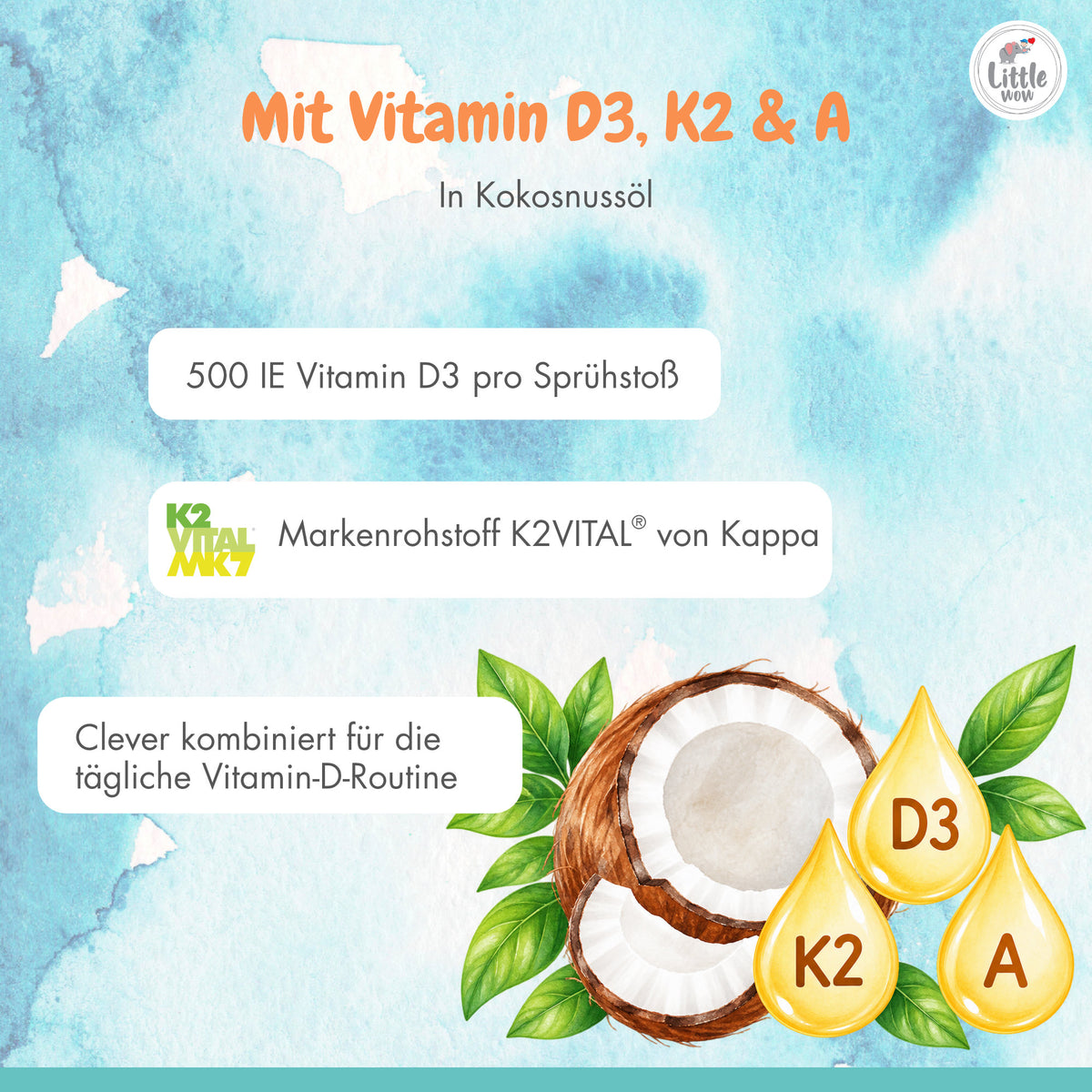 Vitamin D3 K2 + A Spray für Kinder