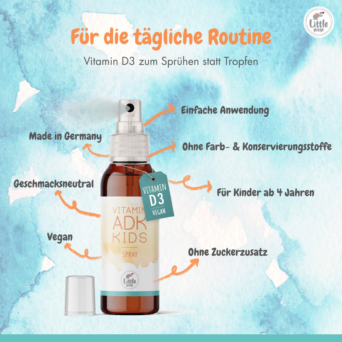 Vitamin D3 K2 + A Spray für Kinder