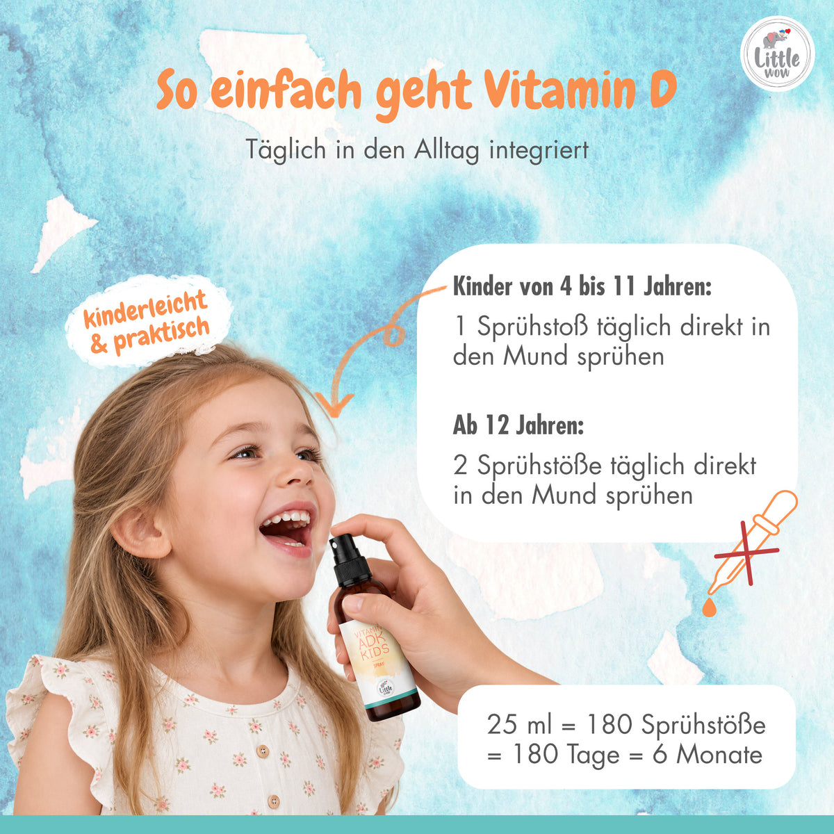 Vitamin D3 K2 + A Spray für Kinder
